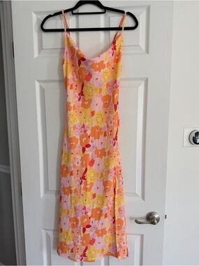 Petal & Pup Pink, Yellow & Orange Floral Midi Slip Dress